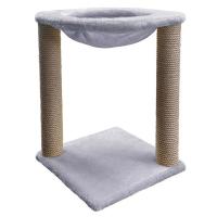 Когтеточка зверье мое столбик №3 с гамаком, джут серебро/86157 Когтеточка зверье мое столбик №3 с гамаком, джут серебро/86157