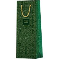 Пакет подарочный 12*36*8,5см "Strict pattern" мат. ламин. отд.фольгой под бутылку MESHU /Рельеф