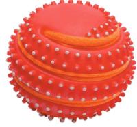 Игрушка с Мяч виниловый шипованный с меховой полосой д/крупных пород 11см/C2397/ЗР