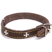Ошейник кожа 20мм 1слойный c украшением 38-40см/40601/Бим