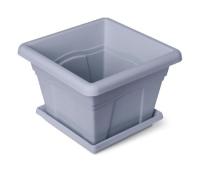 Кашпо Квадро 8,1л серый с под. 28см С164 /12шт/Мартика