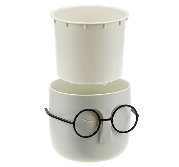 Кашпо СТИВ 0,65л белый ротанг М3079