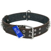 Ошейник кожа 45мм с украшением и шипами на ферте 65-70см/41141/Бим