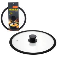 Крышка закал. стекло C-type Cappello D24см силикон.обод 003661 /12шт/Mallony