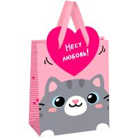 Пакет подарочный 18*23*10см "Give love" фольга мат. лам. MESHU/Рельеф