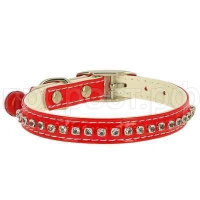 Ошейник синтетик 10мм двойной прошитый со стразами и бубенчиком красный/00210106-02 Ошейник синтетик 10мм двойной прошитый со стразами и бубенчиком красный/00210106-02