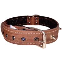 Ошейник кожа 35мм с украшением и шипами на ферте 60-65см/41080 Ошейник кожа 35мм с украшением и шипами на ферте 60-65см/41080