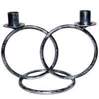 ДЕКОР Подсвечник Кольцо 2 свечи антик серебро РЗДИ/1шт