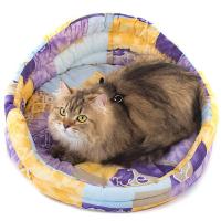 Лежанка круглая стеганая с подушкой хлопок разноцветная 50*50*18/9132 Лежанка круглая стеганая с подушкой хлопок разноцветная 50*50*18/9132