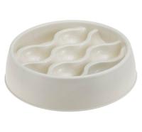 Миска одинарная пластик ВОЛНА д/кошек и собак для медл.кормления 450мл бел.ротанг/М1805/М-пластика