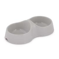 Миска двойная пластик 0,2л серая/34шт/М8271