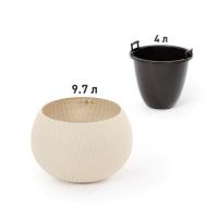 Кашпо Жемчужина 4/9,7л бежевый с вставкой М8721 /4шт/ Альтерн