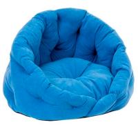 Лежанка Sleep-Бархат №2 овальная пухлая с подушкой 60*48*43см/94474синий/Дарэлл 