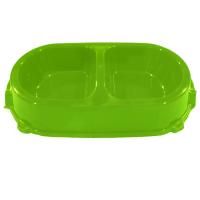 Миска двойная пластик для кошек 0,45л нескользящая мятная