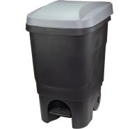 Бак д/мусора 60л серый с педалью на колесах М2398 /1шт/М-пласт