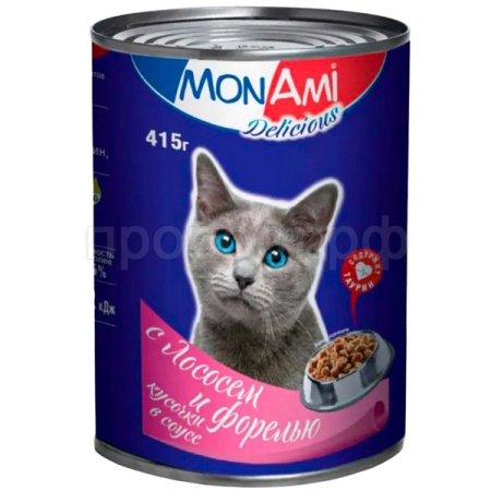 Кошки МонАми 415г лосось/форель соус ж/б 12шт/2201 ЧЗ Кошки МонАми 415г лосось/форель соус ж/б 12шт/2201 ЧЗ