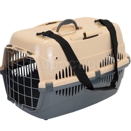 Переноска Спутник №3 ZooM с металлической дверцей сер-песоч до 15кг 58*41*36см/4293/Дарэлл