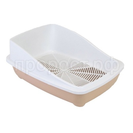 Туалет д/кошек Zoo-M с высоким бортом и сеткой 52*39*20см бежевый/2903/Дарэлл