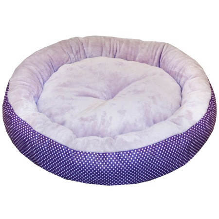 Лежанка ватрушка плюш фиолетовый горох 56*17см/DONBARON