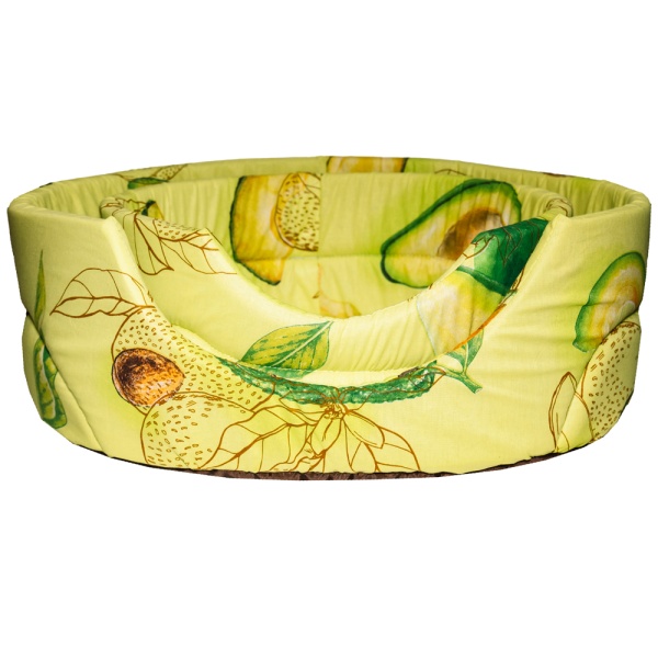 Лежанка овальная стеганая поролоновая хлопок Авокадо 52*46*20см/DONBARON