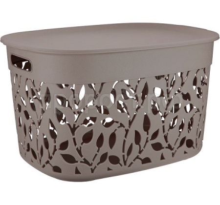 Коробка д/хранения ФЛОРА 25л французский серый с крышкой М2364 /5шт/М-пласт 