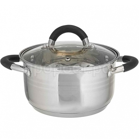 Кастрюля 2,8л нерж. со стеклянной крышкой BE-196/2 /6шт/ Webber