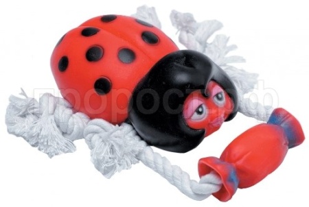 Игрушка для собак Аппорт веревочный Божья коровка с ручкой д/средних пород/ISJ8015/2755
