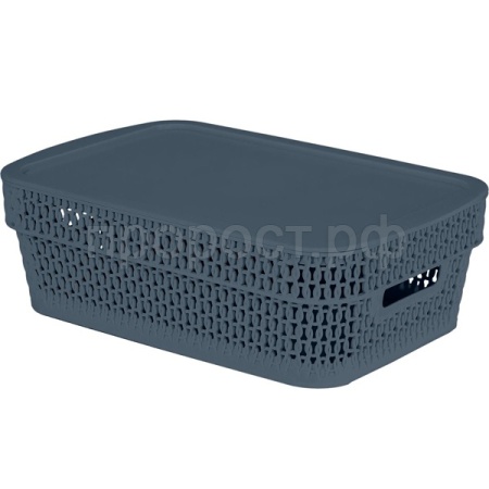 Корзина д/хранения Ajur 3л c крышкой прямоуг. космический серый KL4111 /12шт/ПР