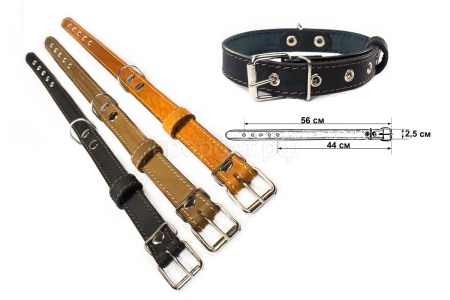 Ошейник кожа 25мм 1сл Стандарт рыжий 44-56см/010025