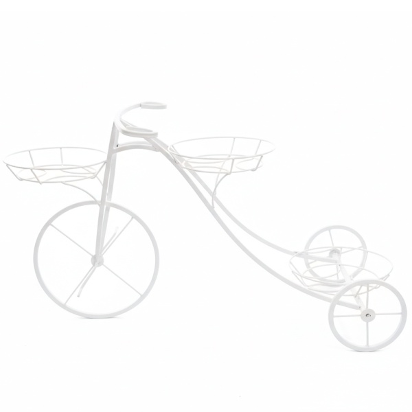 Подставка садовый декор ВЕЛОСИПЕД 3 горшка белый РЗДИ/1шт