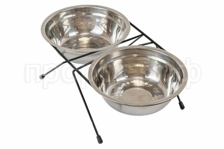 Миска двойная напольная ЭКО металл 2*2л черная