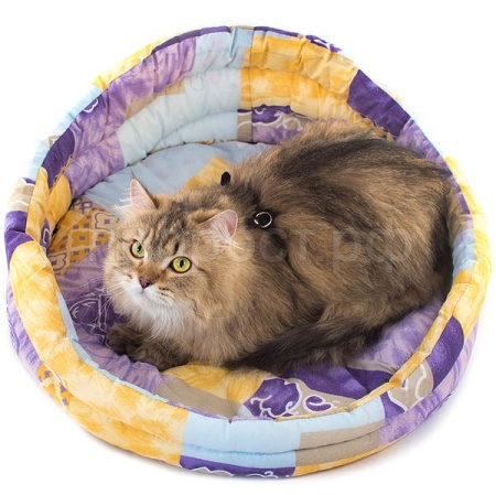 Лежанка круглая стеганая с подушкой хлопок разноцветная 70*70*22см/9134 Лежанка круглая стеганая с подушкой хлопок разноцветная 70*70*22см/9134