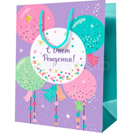 Пакет подарочный 26*32*12см "Воздушные шары" ламинир. MESHU /MS_52169/Рельеф