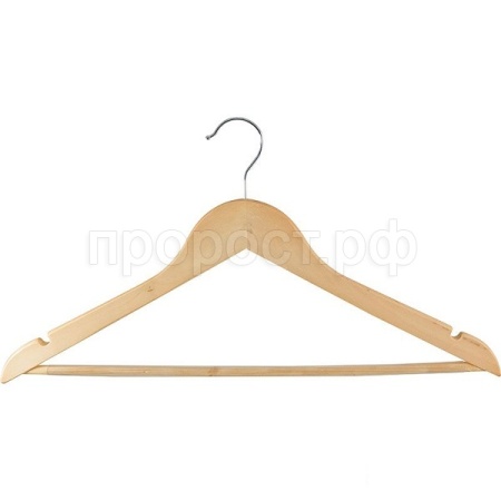 Вешалка W2-РА деревянная с перекладиной резиновым покрытием 311367/100шт/Рыжий Кот