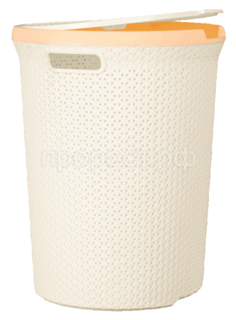 Корзина д/белья Плетенка 55л круглая с крышкой слоновая кость 16026 /5шт/Арз