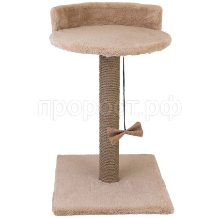 Когтеточка ЦАП-ЦАРАП столбик с лежанкой средняя мех, джут 35*35*55см бежевая/81052д-беж/Дарэлл