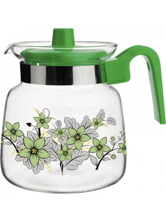 Кувшин 1,2л Pentola-1200 жаропроч.стекло, пластик ручка, зеленый 