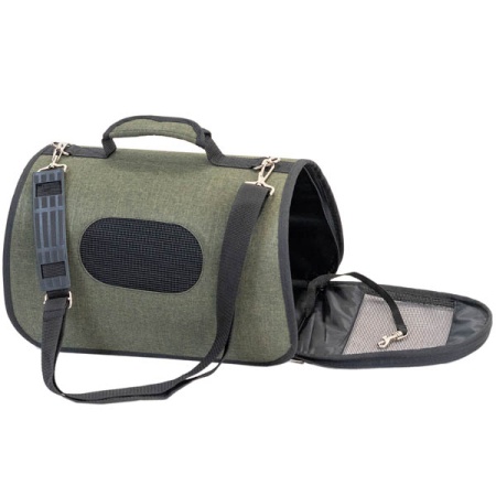 Сумка переноска Zoo-M ПРЕСТИЖ №1 жесткая с карманом 36,5*22*22см /90031хакиДарэлл