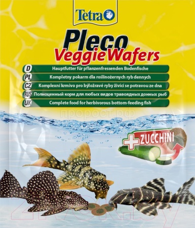 Корм для рыб Tetra Pleco Veggie Wafers пакет 15 гр пластинки для травоядных донных рыб
