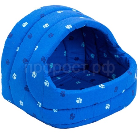 Лежанка Домик ЛУКОШКО мягкий хлопок поролон синий 54*48*44см/9753син/Дарэлл